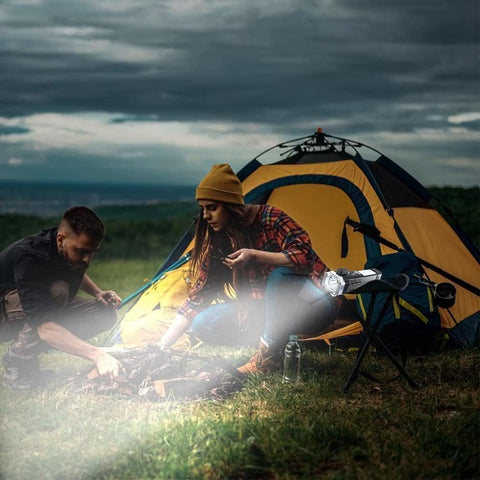 3w Rechargeable Led Flashlight And Power Bank , Most Powerful Portable Led Torch, Super Bright, Waterproof Torch Light With Hanging Magnet And Safety Window Breaking Hammer & Seat Belt Cutter For Camping, Hiking, Outdoor Emergency