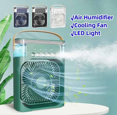 Portable Air Conditioner Fan Usb Electric Fan With Led Night Light, Fine Mist Water, And Humidifier Function | Led Night Light Water Mist Mini Fan Cooler